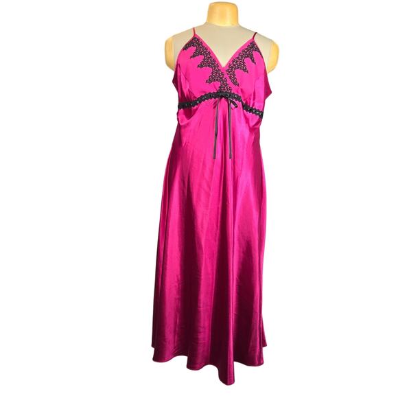 Delicates Womens XXL Slip Dress Negligee Midi Satin Gown Pink Black Feminine - Picture 1 of 12